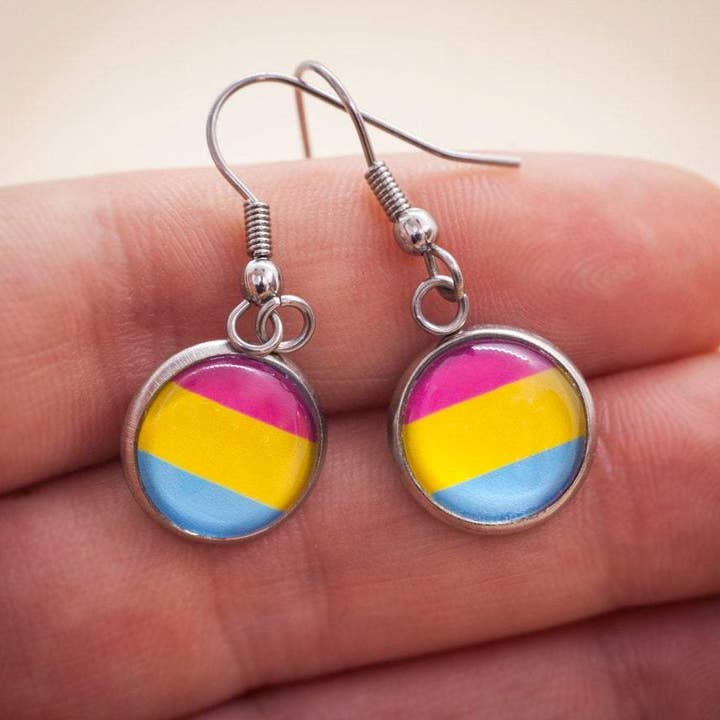 Crafty Queer Studio - Wholesale Stud/Post Earrings - Pansexual flag pride LGBTQ+ earrings - stud or dangle4