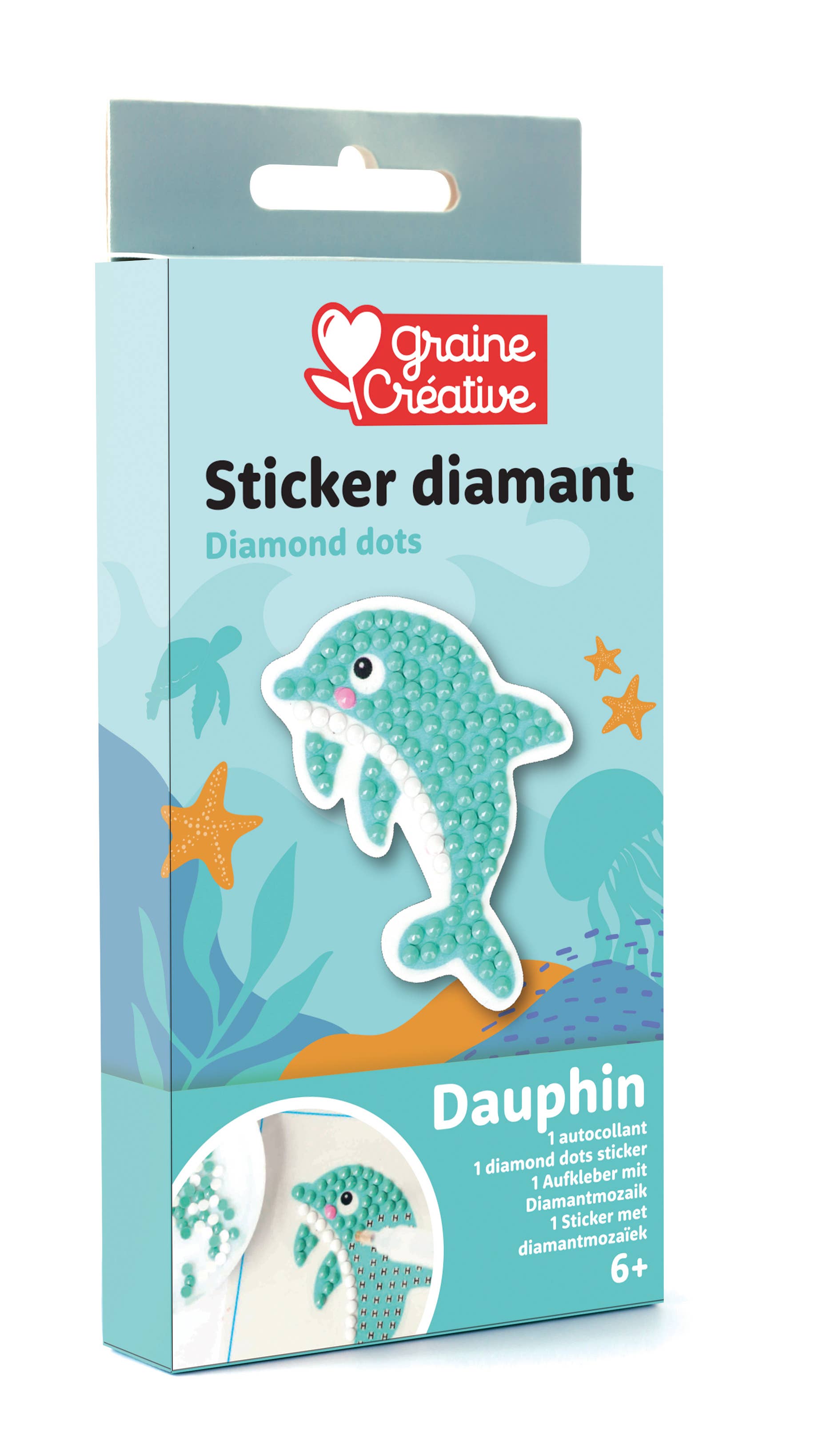 Graine Créative - Wholesale DIY Craft Kit - Kids - DIAMOND MOSAIC STICKER KIT - DOLPHIN0