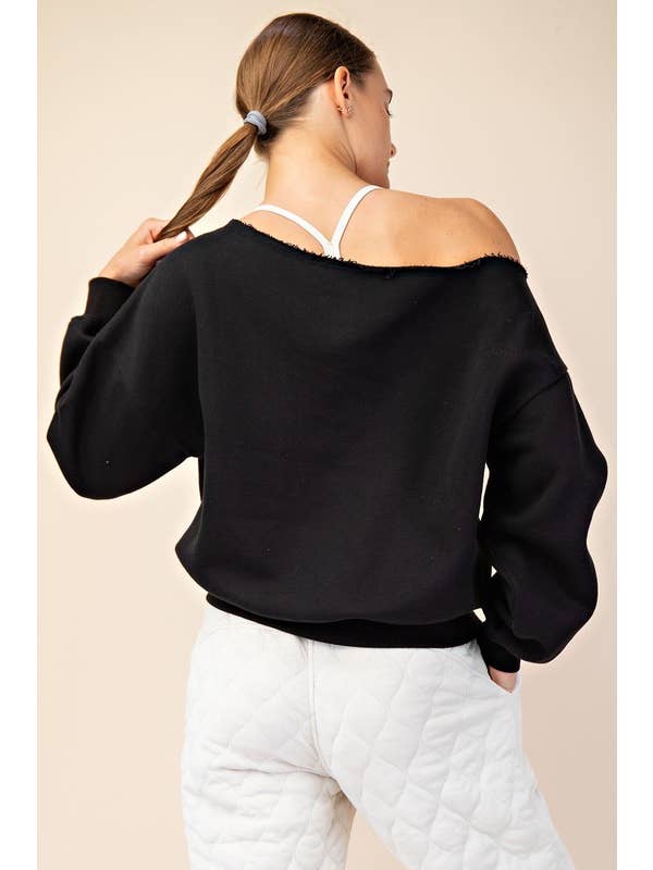 Sunday Morning – wholesale Sweatshirt – Women's – T6899PL37 PLUS SIZE OFF SHOULDER FRENCH TERRY FLEECE TOP1