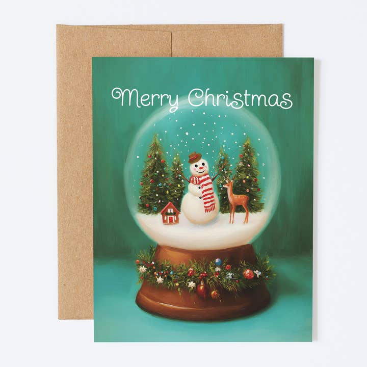 Klassische Weihnachts-Schneekugel-Grußkarte für den Großhandel von Silly Goose Greeting Co.