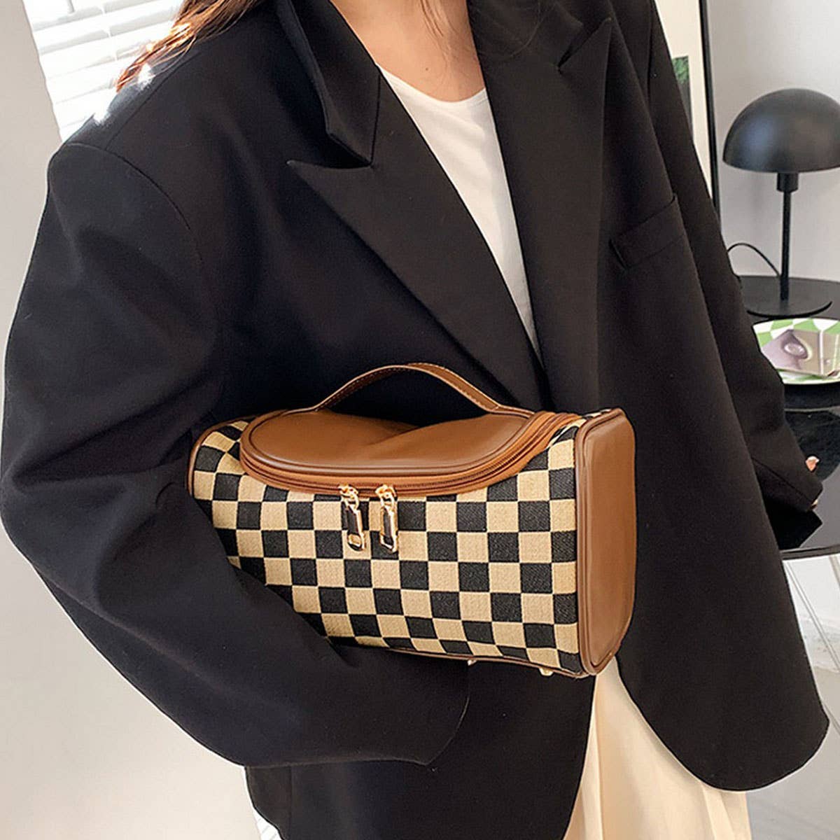ACCITY - Wholesale Makeup/Cosmetic Bag - NEW CHECKERBOARD LARGE-CAPACITY COSMETIC BAG_CWAB44912