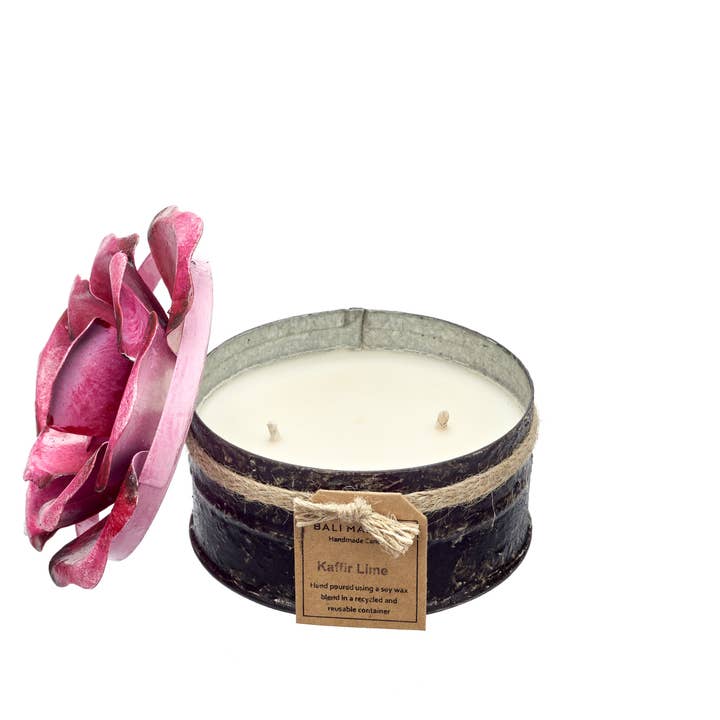 Bentley & Bo - Wholesale Jar/Filled Candle - Black Powder Box Candle - Pink Rose Flower