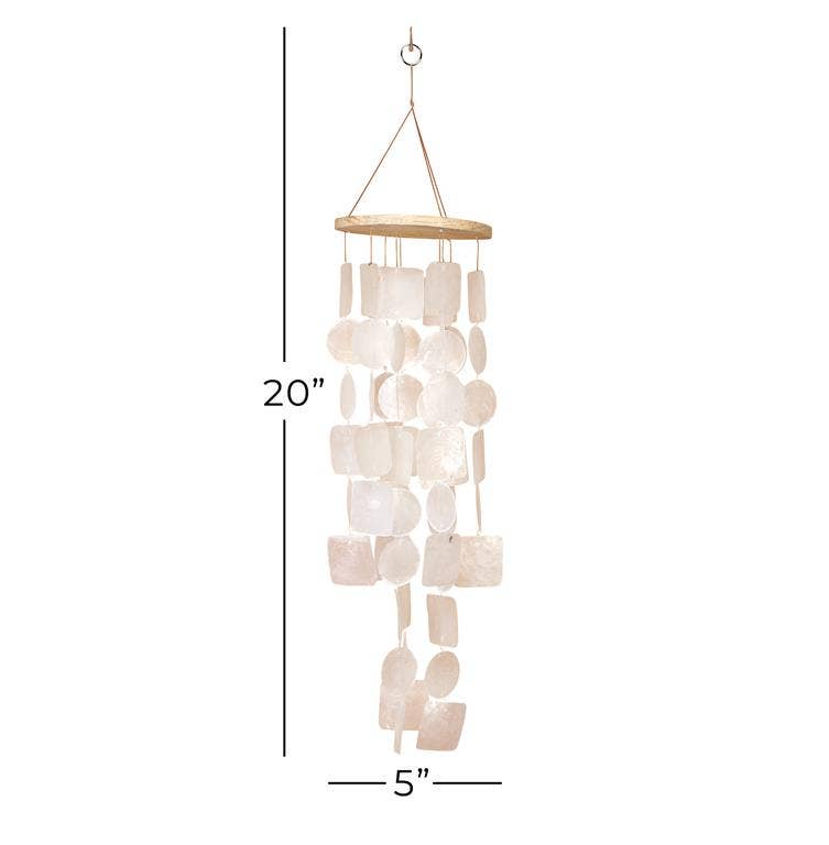 White Capiz Shell Spiral Wind Chime - 20" for wholesale on Faire