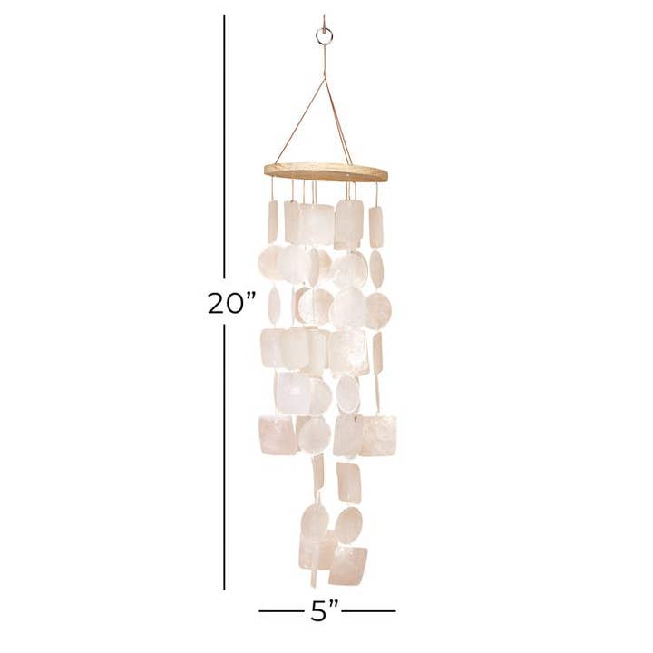 White Capiz Shell Spiral Wind Chime - 20" for wholesale on Faire0