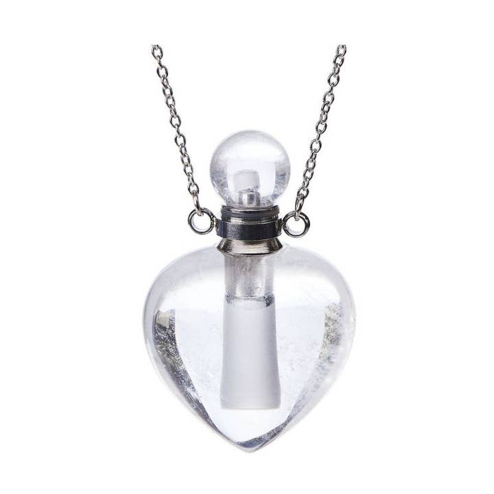 Aromatherapy Necklace - Clear Quartz Manifest Heart for wholesale by Earths Elements Wholesale
