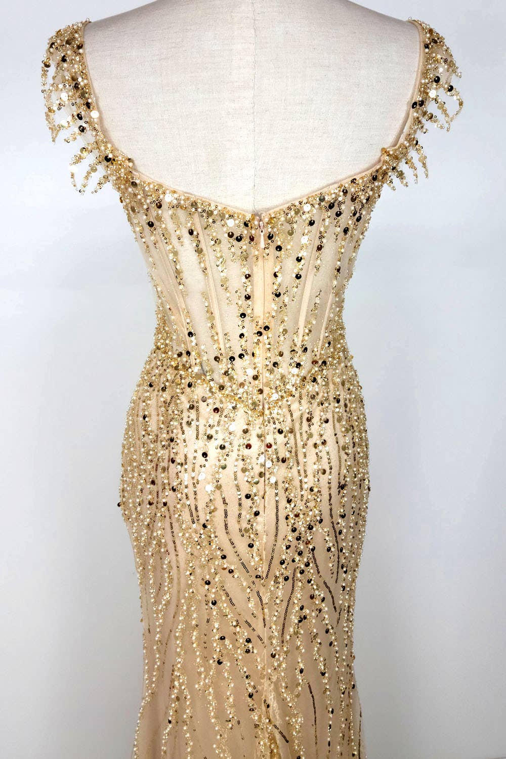 Chicas - Wholesale Gown - Women's - Off the Shoulder Sequin and Bead Long Dress C33120