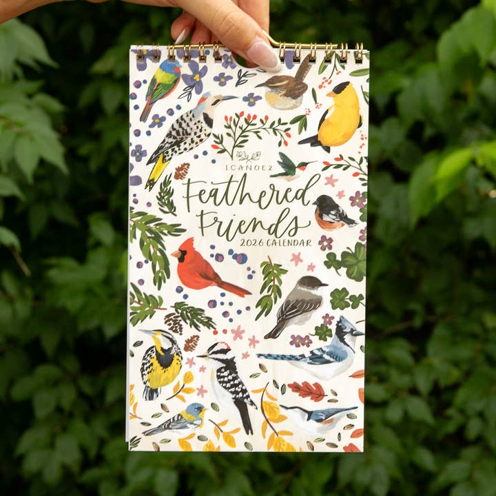 1canoe2 | One Canoe Two Paper Co. - Wholesale Calendar - 2026 Feathered Friends Birds Petite Wall Calendar0