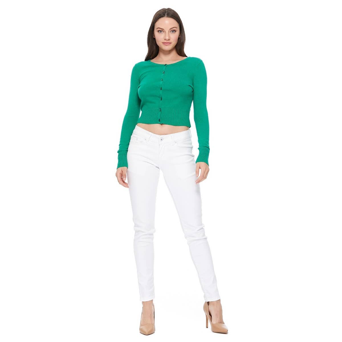 Mak – Großhandel Strickjacke – Damen – Mak Kurz geschnittener Langarm-Pullover mit Rundhalsausschnitt MK550216