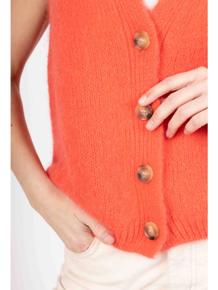 LINEN & COTTON HOUSE - Wholesale Sweater Vest - Women's - Sleeveless sweater with buttons 507119