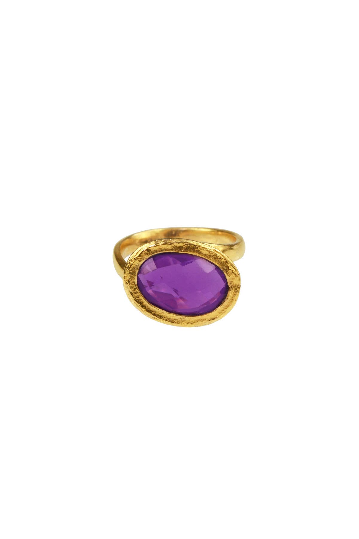 SAACHI - Wholesale Cocktail/Statement Ring - Saachi Amethyst Oval Asymmetrical Ring