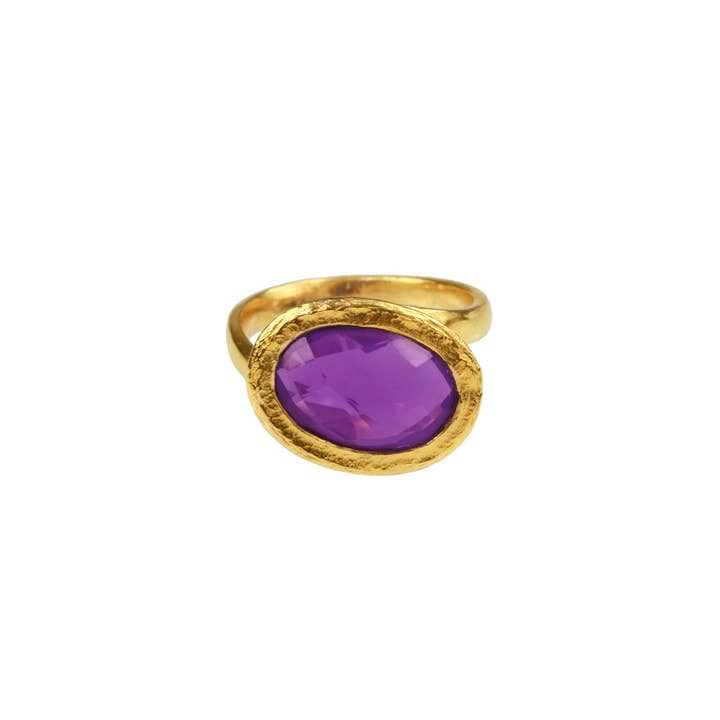 SAACHI – wholesale Cocktail/statement ring – Saachi Amethyst Oval Asymmetrical Ring