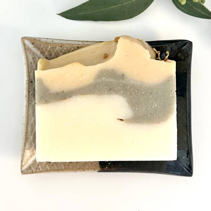 Soap Dish- handmade pottery- tuxedo for wholesale by Agave Pantry LLC