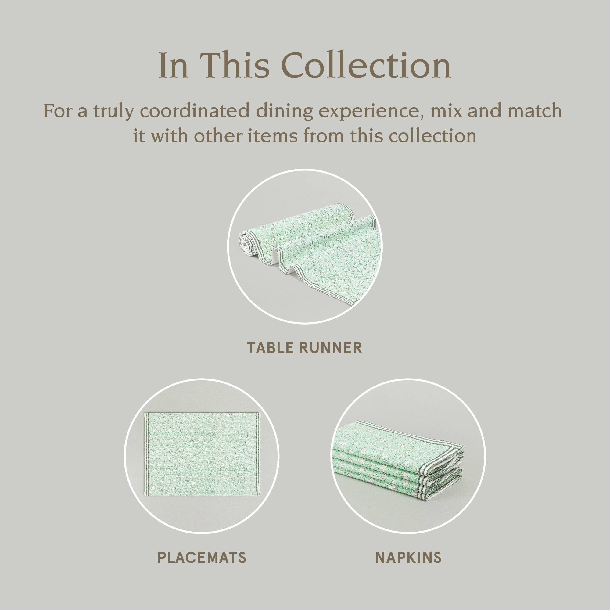 over&back - Wholesale Table Runner -  Hand-Blocked Table Runner Floral Patterns 18x1089