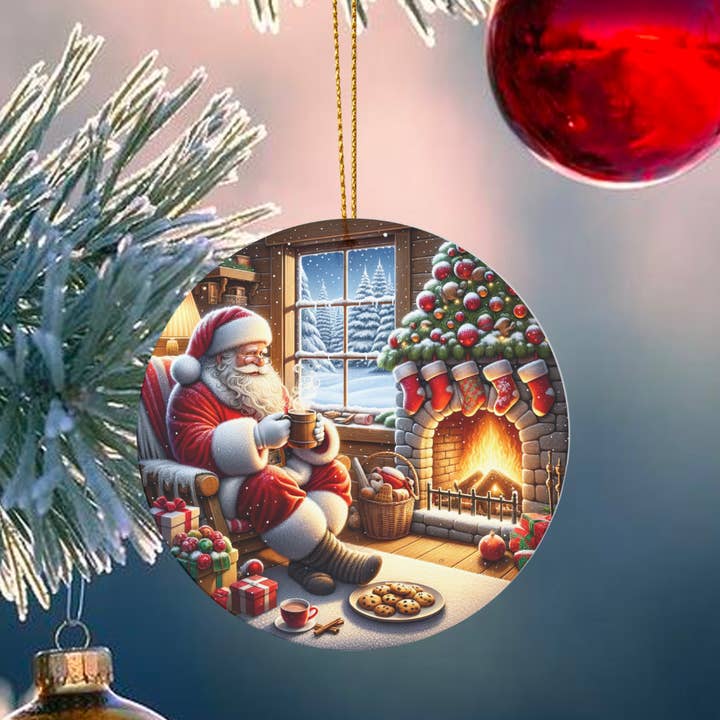 Ornement de Noël en céramique Père Noël pour la vente par Uniquely Designed By Rebecca