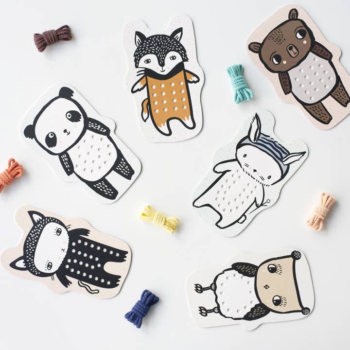 Wee Gallery - Wholesale Learning Cards - Kids & Baby - Lacing Cards - Baby Animals