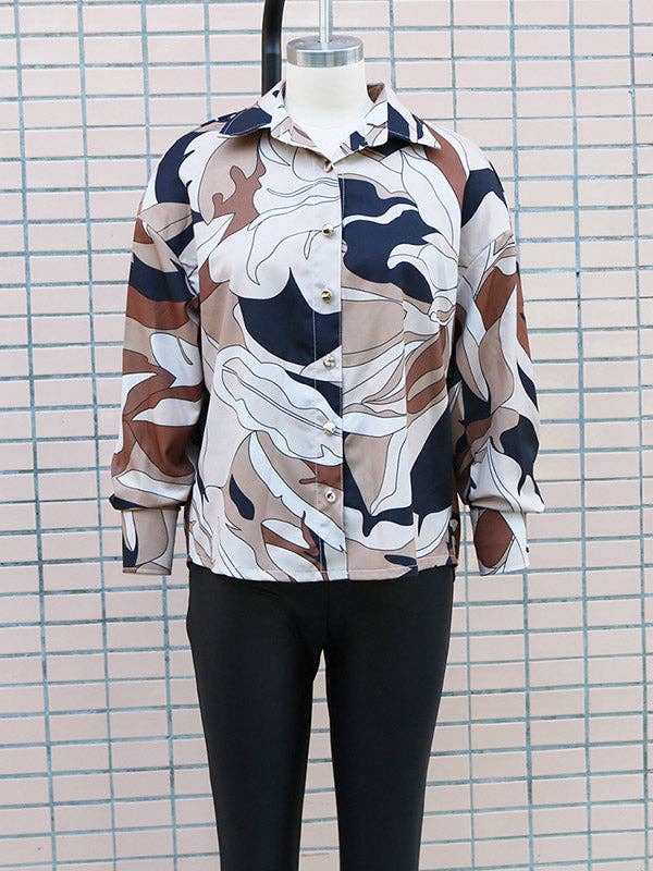 Sheer Trend - Vente Chemise à col boutonné – femme - Blouses et chemises amples à revers imprimés et boutonnés à manches longues3
