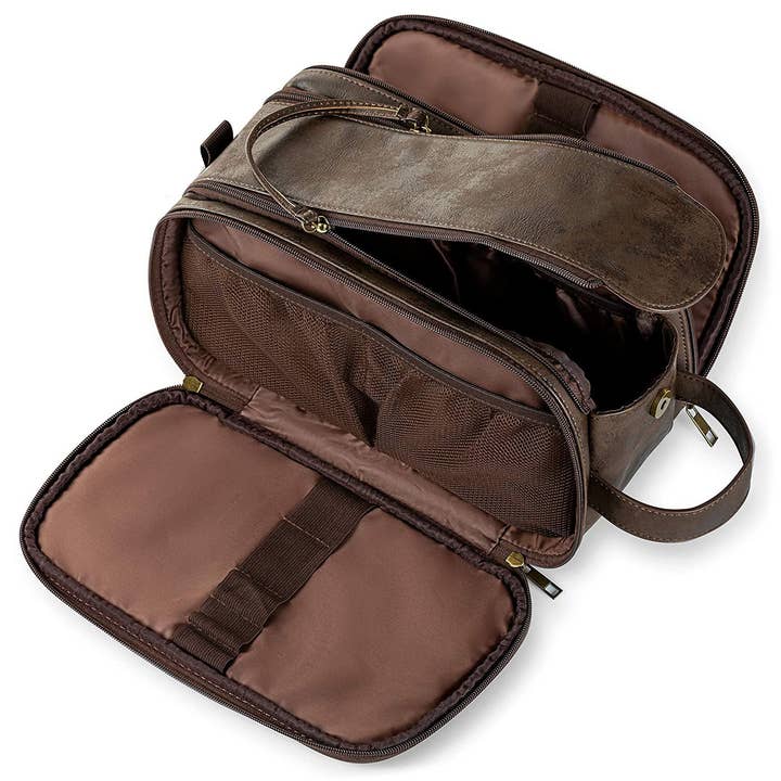 RockCow Leather Studio - Wholesale Toiletry Bag - Men's - Groomsmen Gift, Waterproof PU Leather Toiletry Bag, Vegan Leather Dopp Kit, Water-Resistant Bathroom Toiletries Organizer, Christmas Gift2