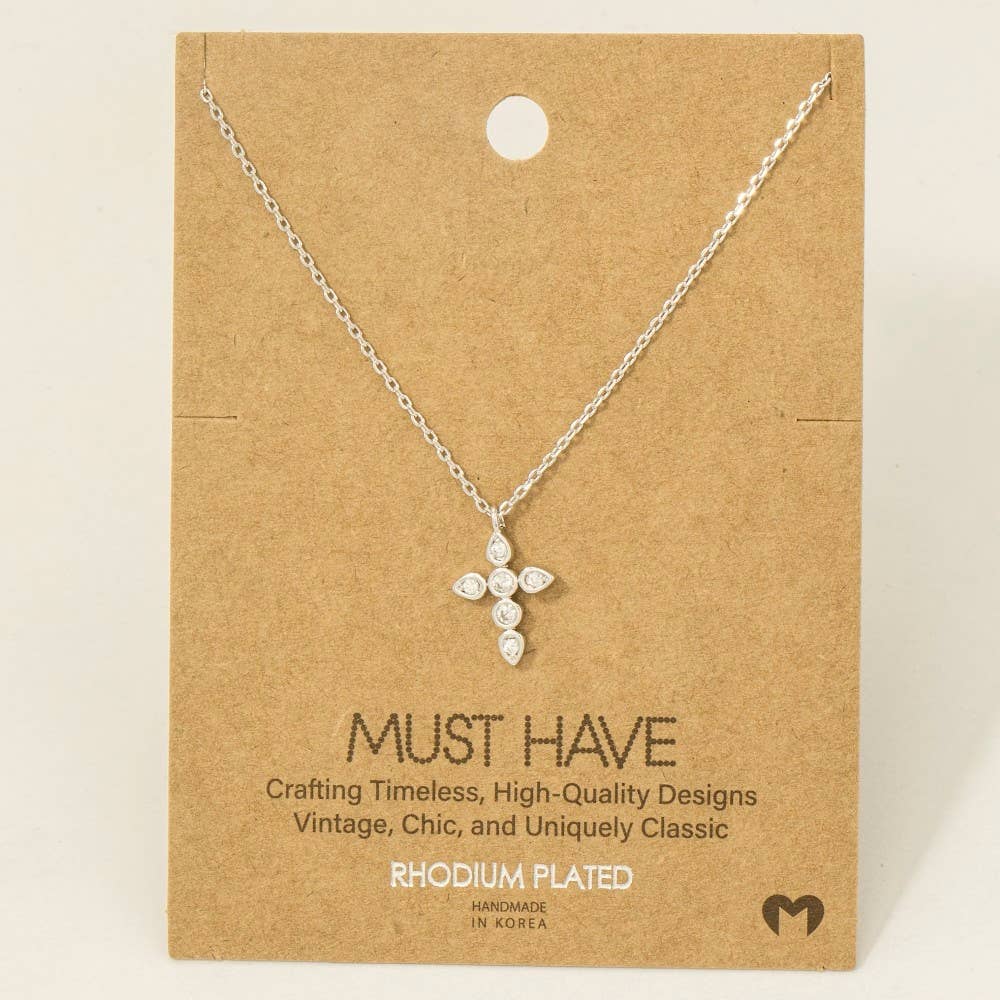 Fame Accessories - Vente Colliers à pendentif - Collier Pendentif Croix Plaqué Or Cz5