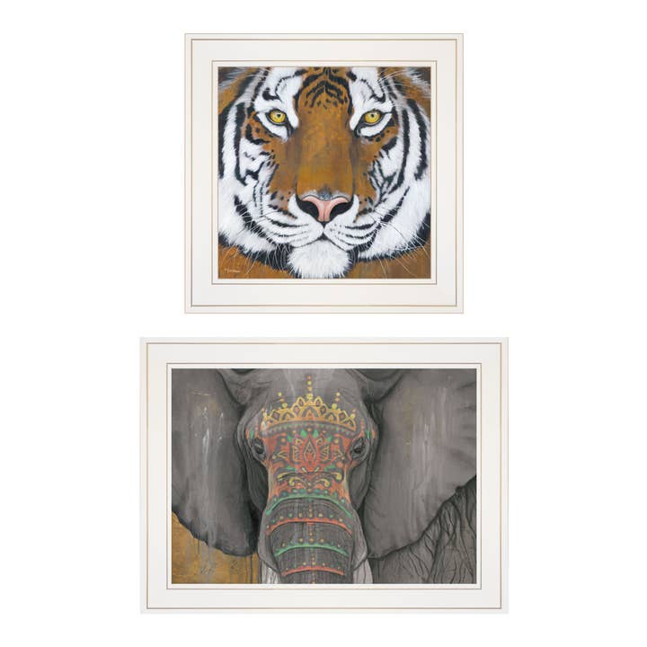 Vignette en 2 parties « Wildlife II » de Britt Hallowell, blanche pour la vente par Trendy Decor 4U