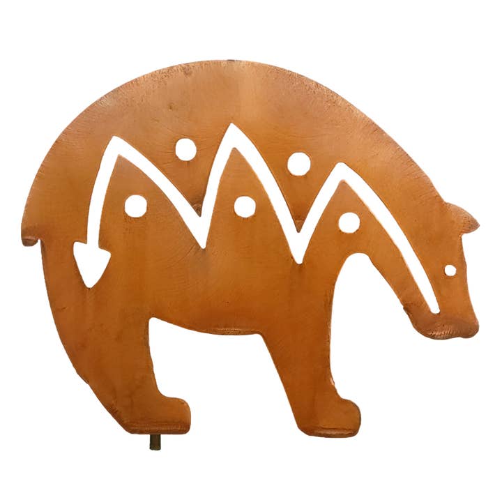 Bear Fetish Metal Yard Art Statue, Rust Finish for wholesale by Crooks Designs