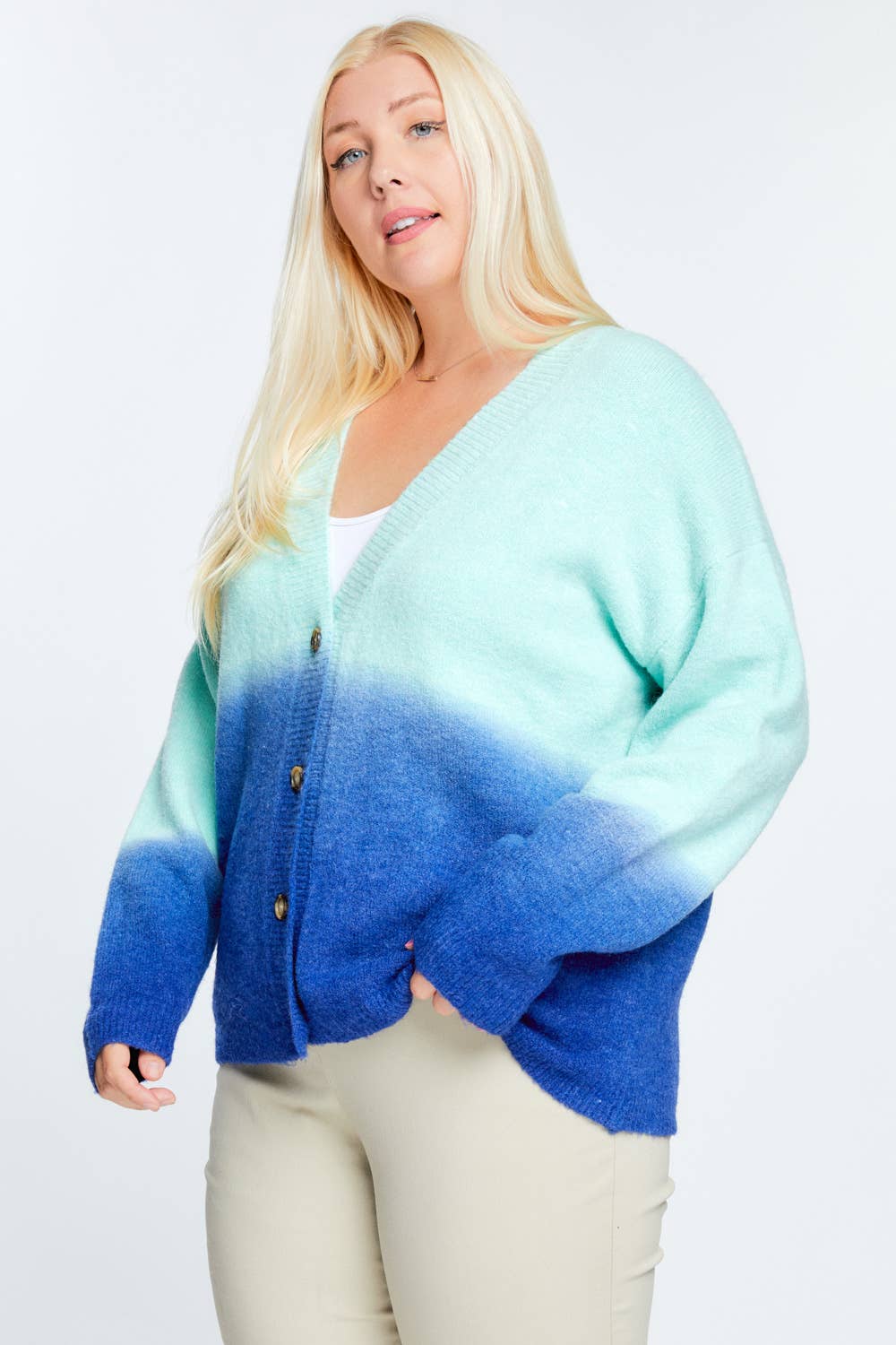 Davi & Dani - Wholesale Cardigan - Women's - OVERSIZE BUTTON DOWN CROPPED DYED SWEATER CARDIGAN5