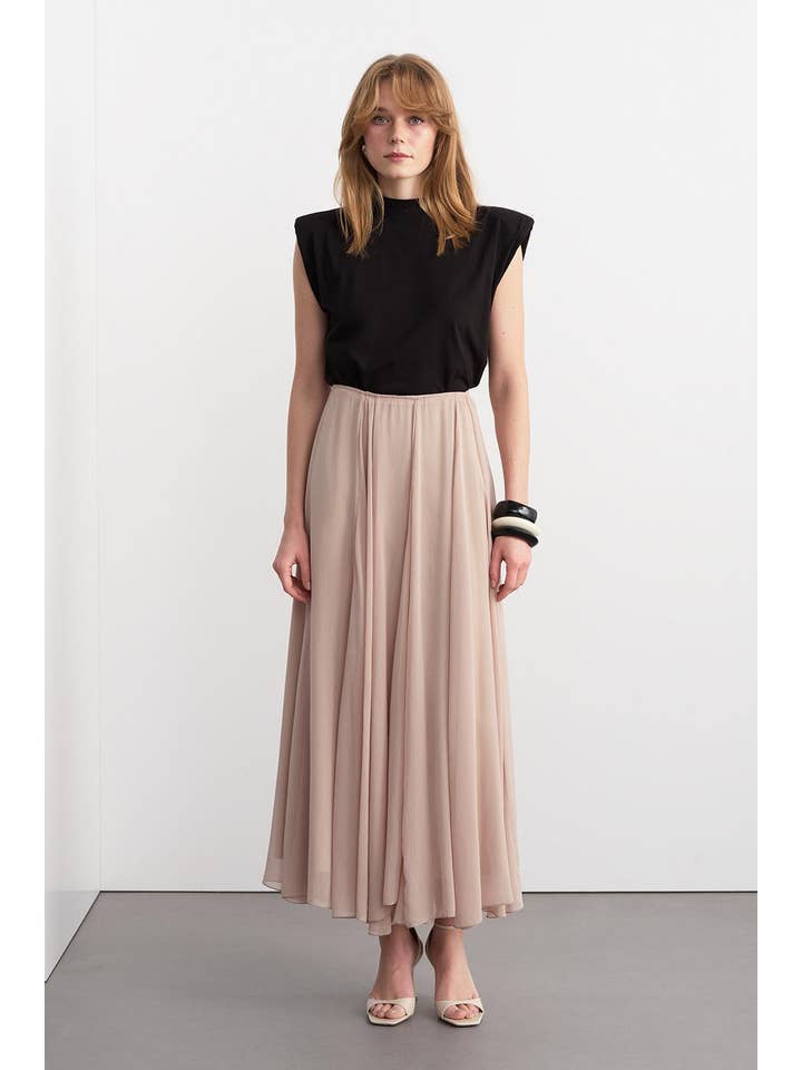 Kadriye Baştürk - Wholesale Skirt - Women's - Eva Long Skirt Beige