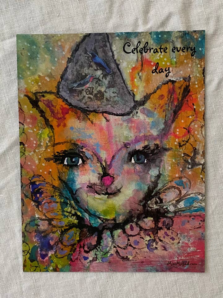 Cartolina/calamita Celebrate Every Day per la vendita all'ingrosso da parte di Mia Moyad Studio