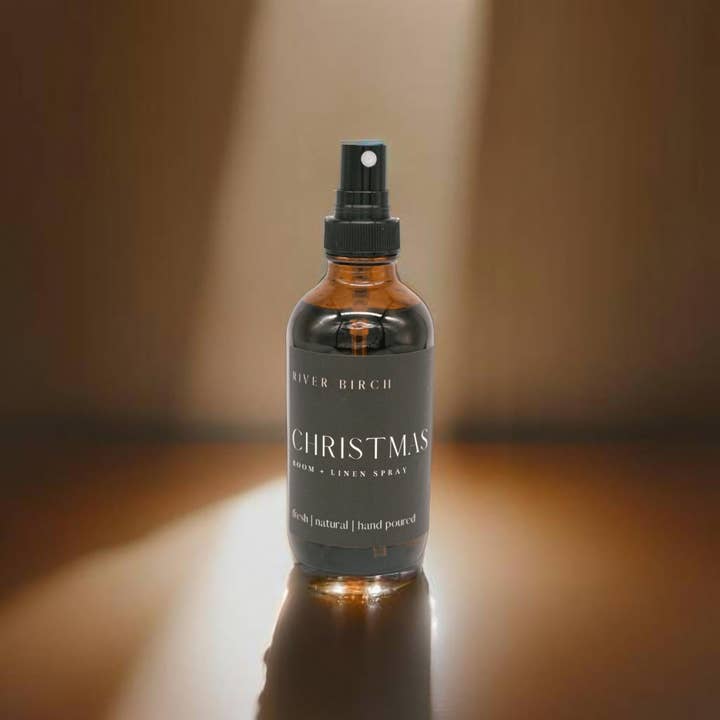 River Birch Candles - Wholesale Room & Linen Spray - Christmas - 4 oz Amber Glass Room + Linen Spray