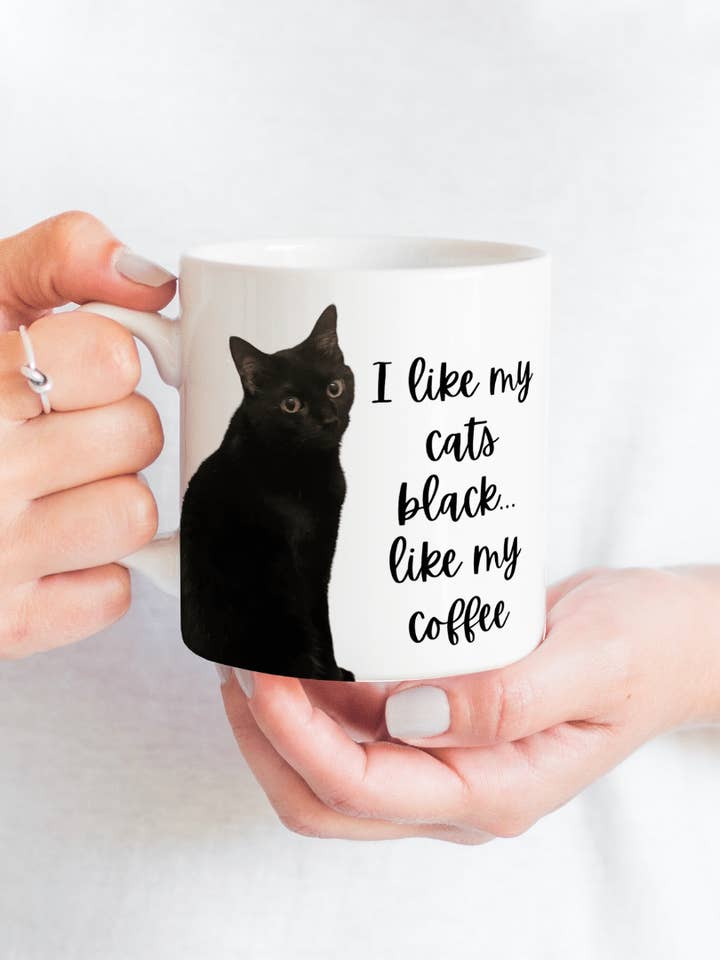 I Like My Cats Black Like My Coffee – 15oz Cat Mug for wholesale by Made By Scratch Crafts