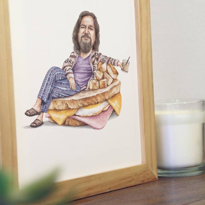 Celebs on Sandwiches - Wholesale Art Print - The Dude - The Big Lebowski - Watercolor Print