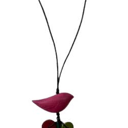 Cinnamon Creations - Wholesale Pendant/charm necklace - Birdie Shaped with 4 Circled Wooden Beaded Necklace N6-53722