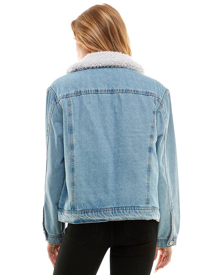 Veracci - Wholesale Denim Jacket - Women's - Sherpa-Lined Trucker Jean Jacket