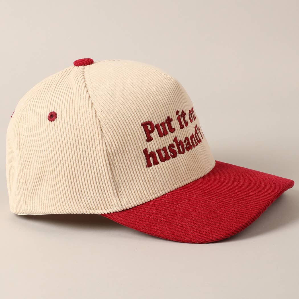 Fashion City - Wholesale Baseball Cap - Unisex - Put it on my husband's tab Two-Tone Corduroy Cap12
