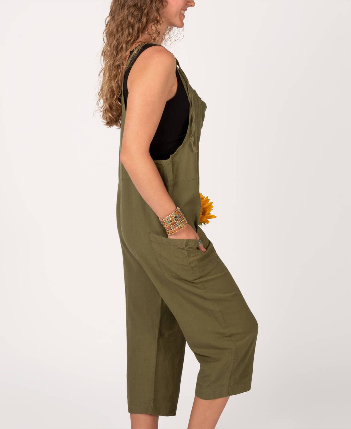 Soul Flower - Wholesale Overalls - Women's - Hemp Viscose Slouchy Overalls - Moss1