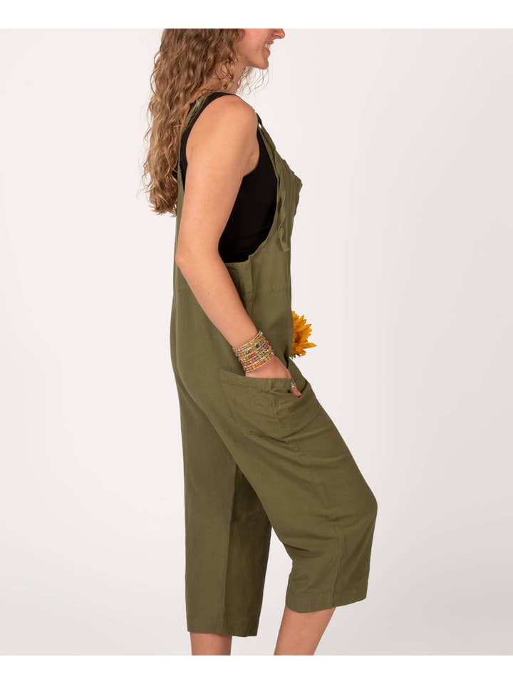Soul Flower - Wholesale Overalls - Women's - Hemp Viscose Slouchy Overalls - Moss1
