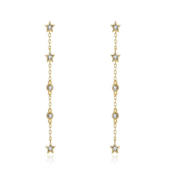 Boucles d'oreilles longues/créoles chaîne étoile - 48 mm pour la vente par Buganto