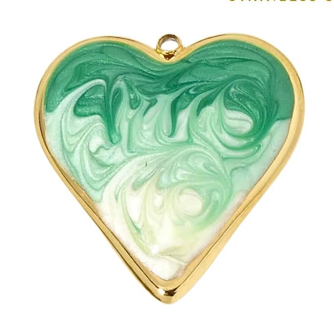 Ombre Green Heart Charm | Charm Bar for wholesale by Coco Luna Collection