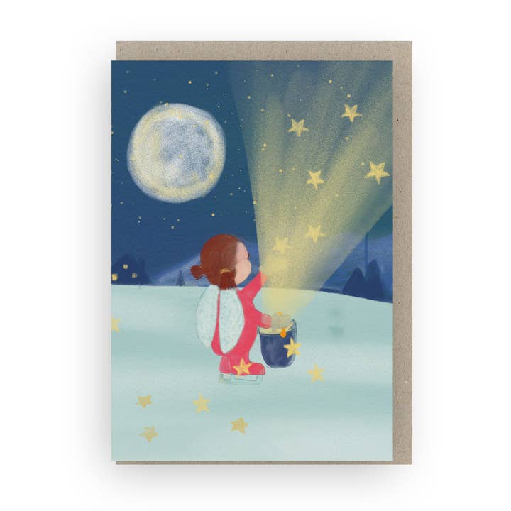 Xl Christmas Card Star Girl Greeting Card | eco-friendly for wholesale by Grafiquelien