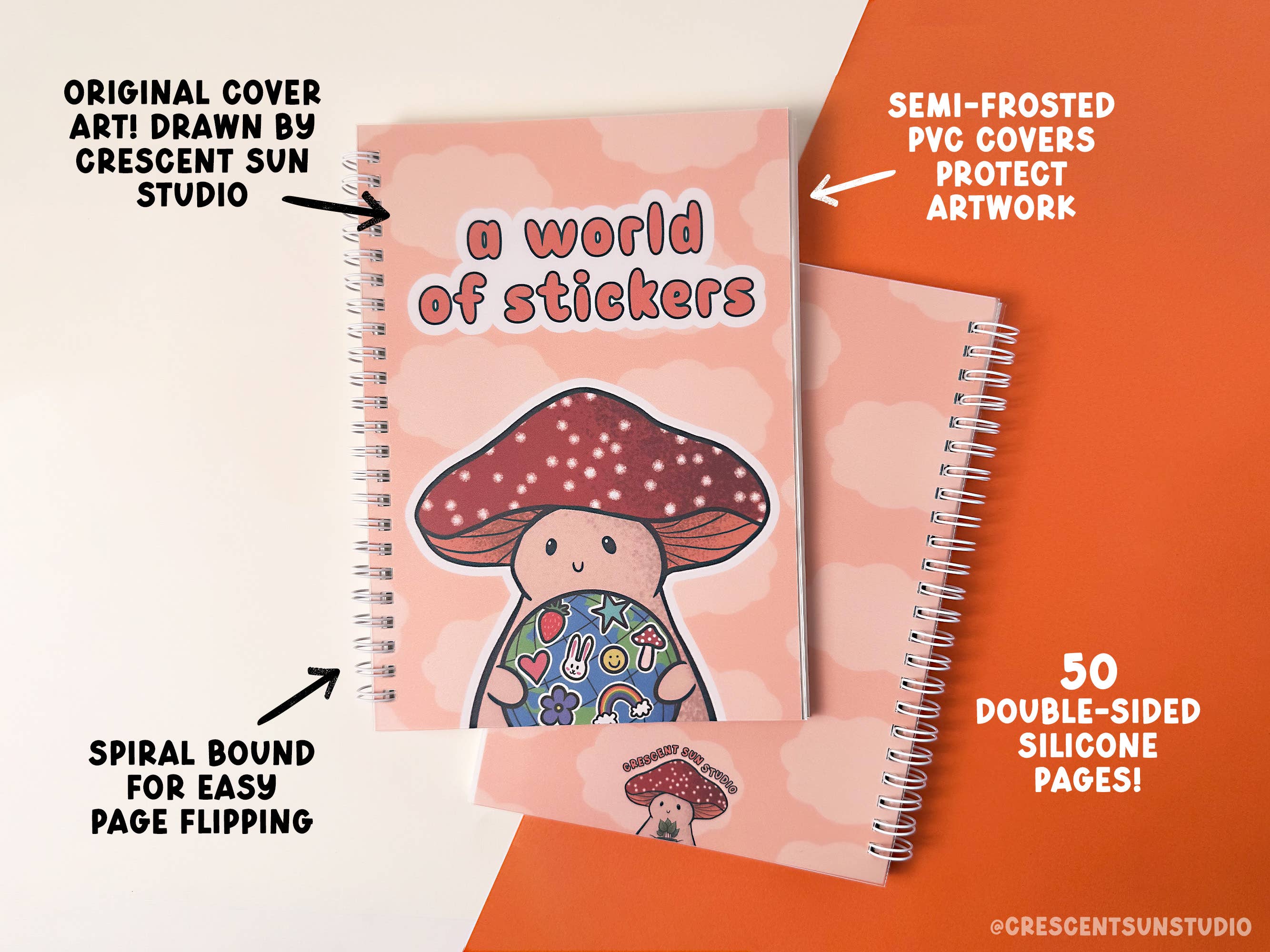 Crescent Sun Studio - Wholesale Notebook - Reusable Sticker Book, Sticker Collection Album1