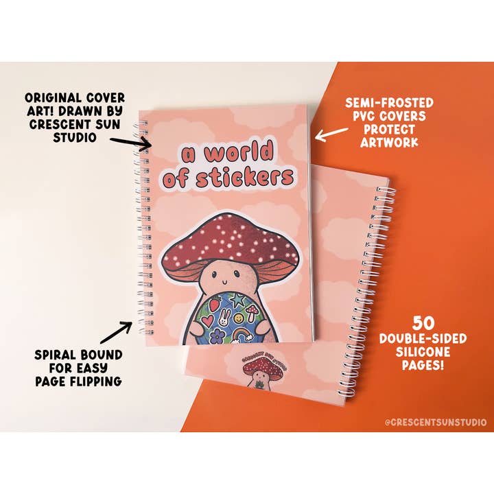 Crescent Sun Studio - Wholesale Notebook - Reusable Sticker Book, Sticker Collection Album1