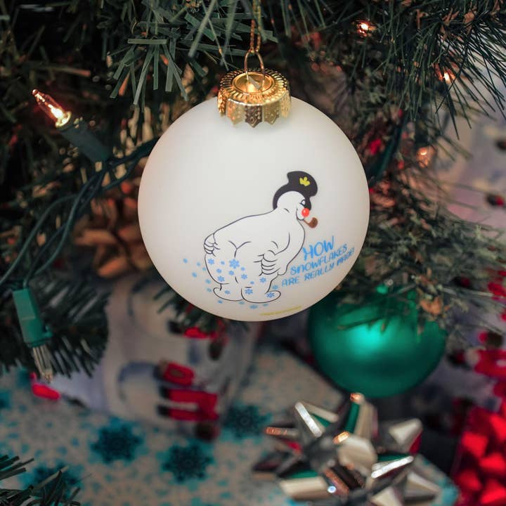 Tree Buddees - Wholesale Ornament - Snowman Farting - How Snowflakes are Really Made! Glass Ornament4