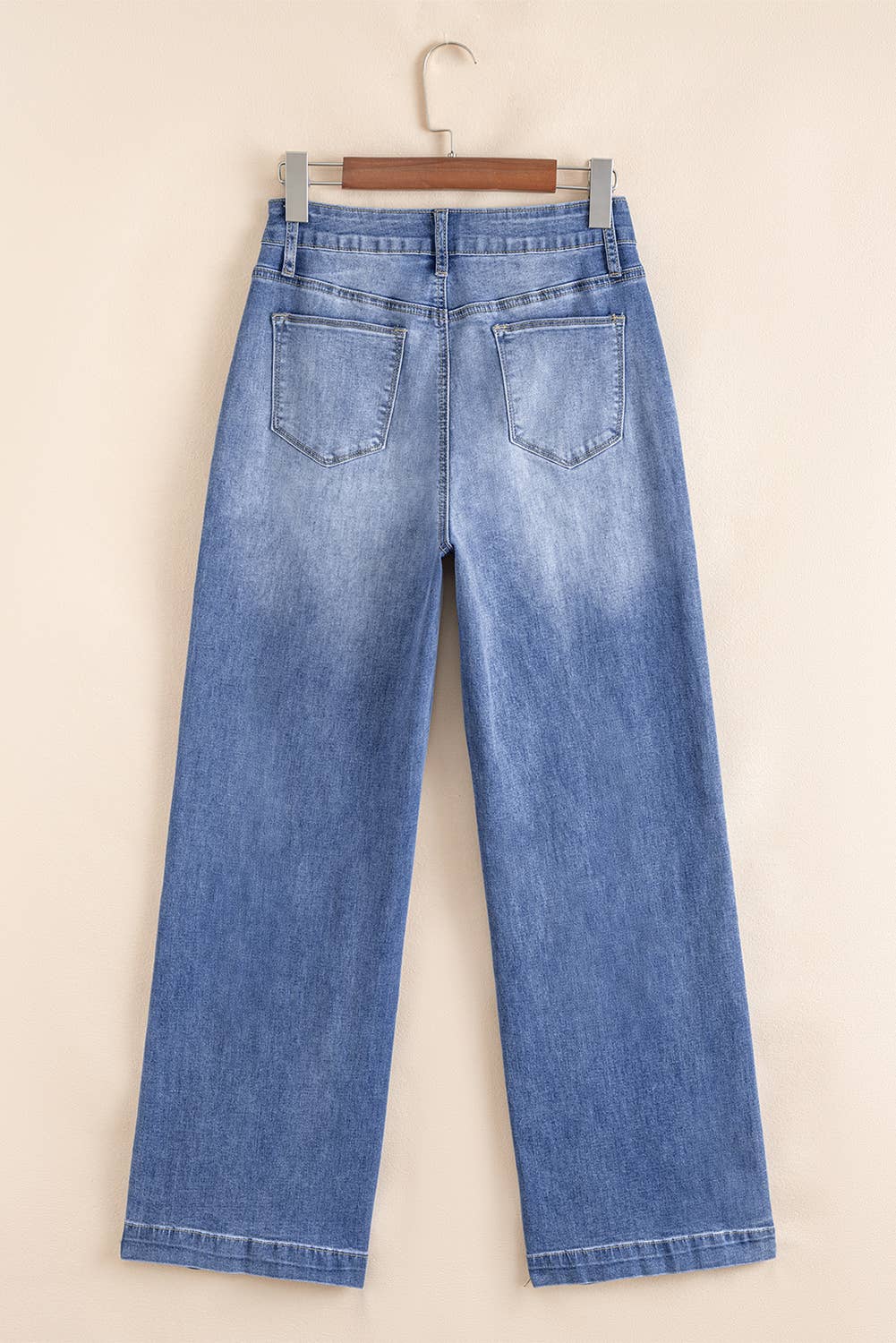 Blue Tailored Center Seam Detail Straight Loose High Rise Jeans for wholesale on Faire6