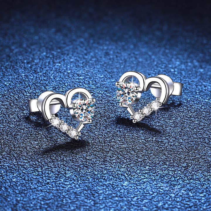 Perimade & Co. LLC - Wholesale Stud/Post Earrings - Moissanite Heart Wedding Earrings in 925 Sterling Silver2