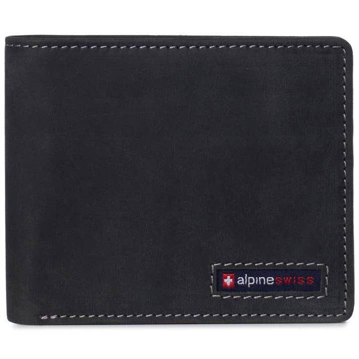 Alpine Swiss - Wholesale Wallet - Men's - Alpine Swiss Mens Commuter RFID Bifold Wallet 2 ID Windows Divided Bill Section - 992 Wallet