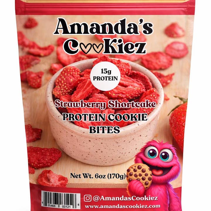 Strawberry Protein Mini Cookie Bags for wholesale by Amanda’s Cookiez