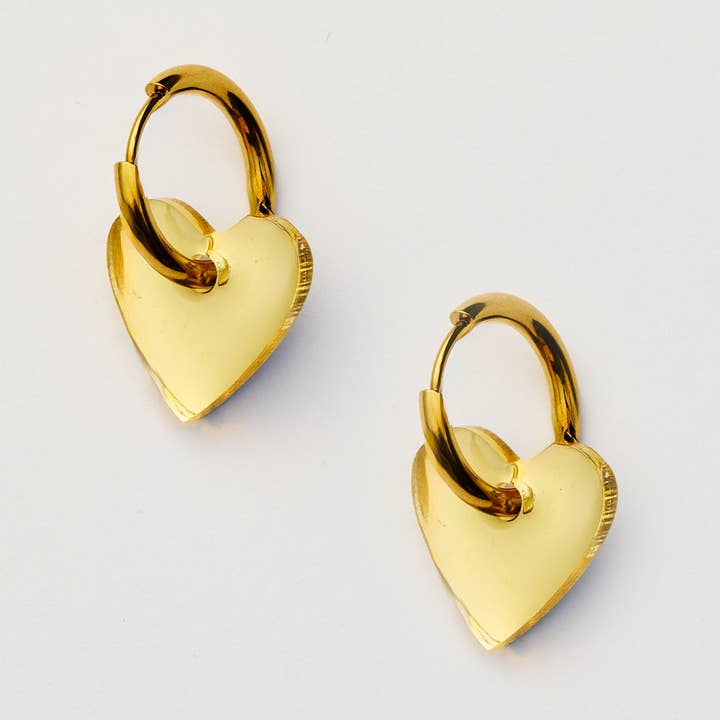 Marty Heart Earrings - Gold for wholesale by Martha Jean