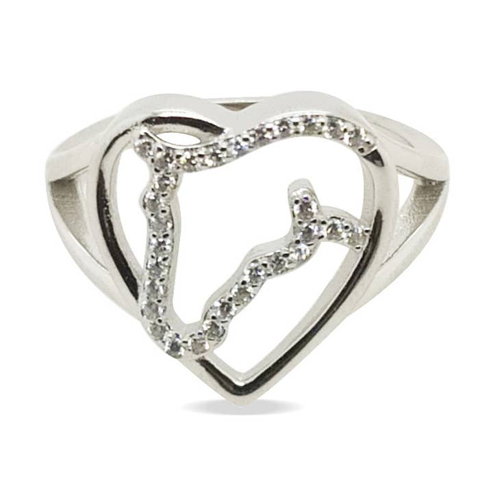 RING S/S & CZ HEST I HJERTE 8 for engroshandel hos Mountain Creek Jewellery