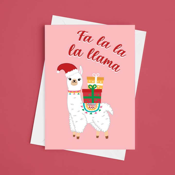 Fa La La La Llama 5x7 Weihnachtskarte für den Großhandel von Laura Lonsdale