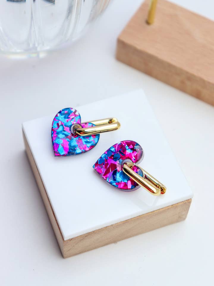 Argolas intercambiáveis Victory em acrílico azul e rosa com flocos por atacado de CG Home