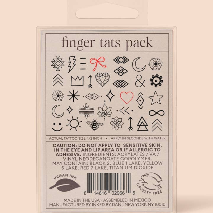 INKED by Dani - Wholesale Temporary Tattoo - Finger Tats Temporary Tattoo Pack8